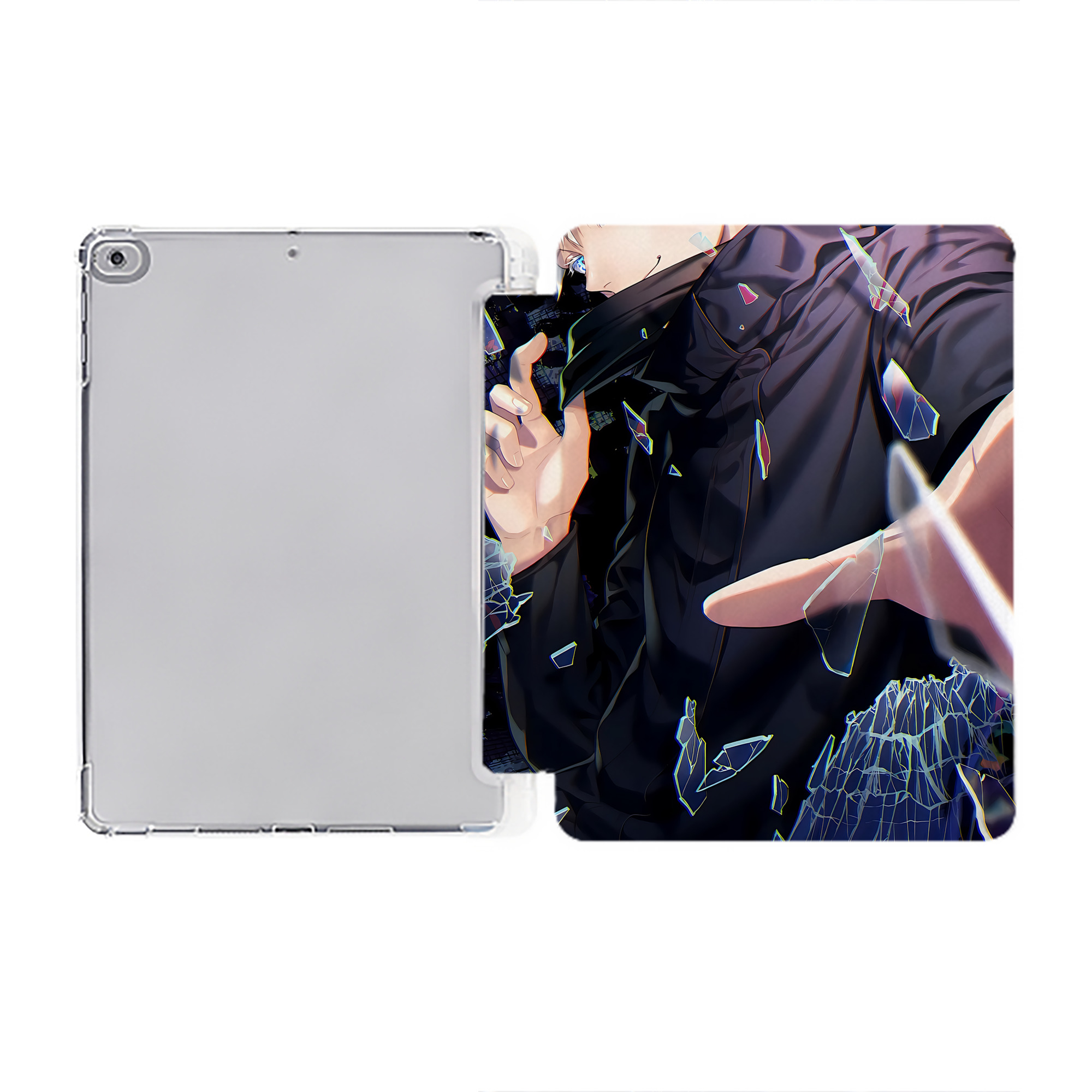 （画像用） 呪術廻戦 Jujutsu Kaisen IPad ケース ペン収納付き 三つ折りスタンド PUレザー×シリコン 対応機種9.5/10.5/10.9インチ